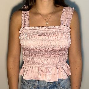 Pink ruffled tank top